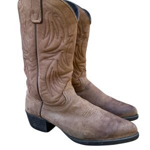 TEXAS Brand Tan Suede Leather Western Cowboy Boots Women's Size 9.5 USA
